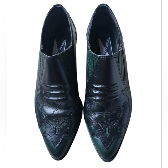 Vintage 80s 90s Mootsies Tootsies Cowboy Leather  Boots Black & Green Sz 7.5 - Picture 2 of 9